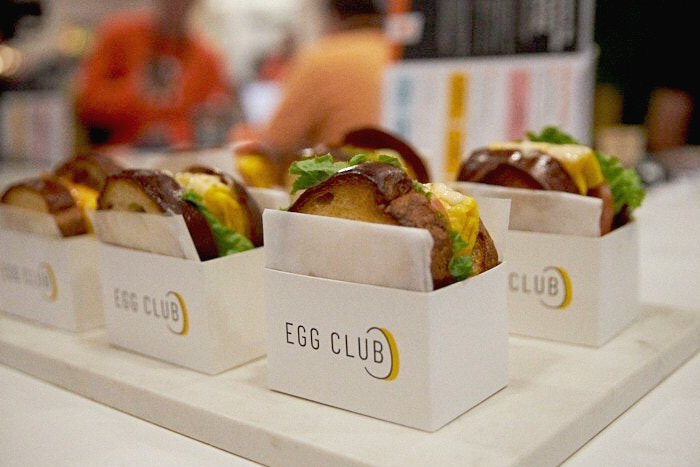 A variety of Egg Club sandwiches on display at Skip’s booth during the 2023 Restaurants Canada show.